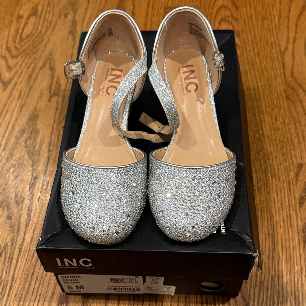 INC International Concepts Kids' Glittery Silver Dress Shoes